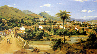 Paisagen de Sabará, MG de 1886 em pintura óleo de Grimm